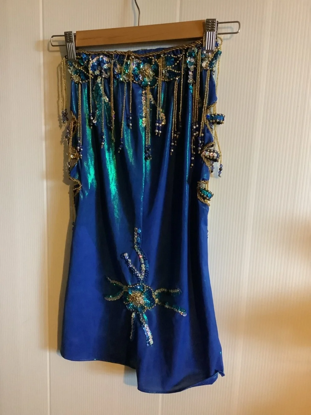 Hand made kids Royal Blue Beaded Halter Dress